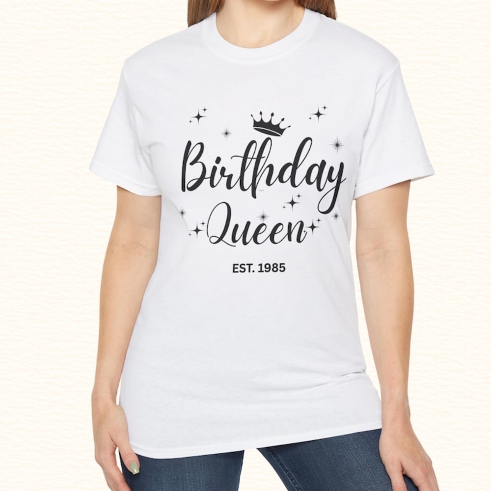 White 'Birthday Queen' T-Shirt Two Colors Available